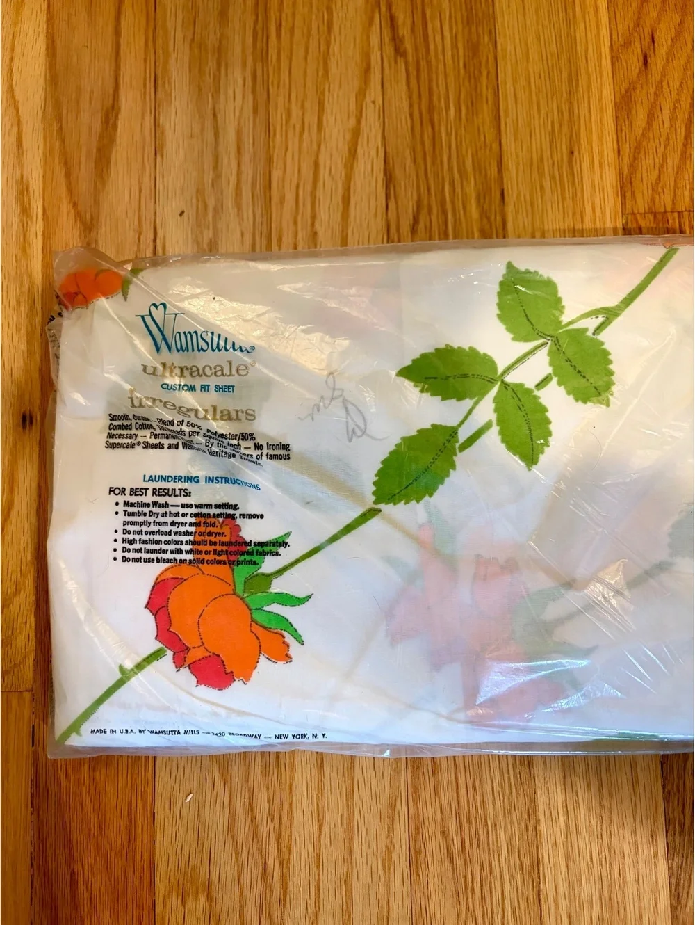 Vintage Wamsutta Ultracale Dior Rose Sheets Set Queen Double NOS Floral